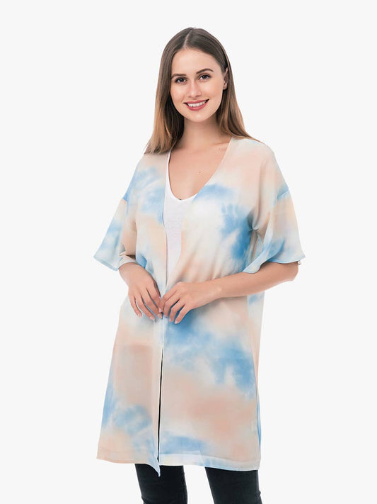 Venice Short Sleeve Kimono: Blue/Orange / S/M