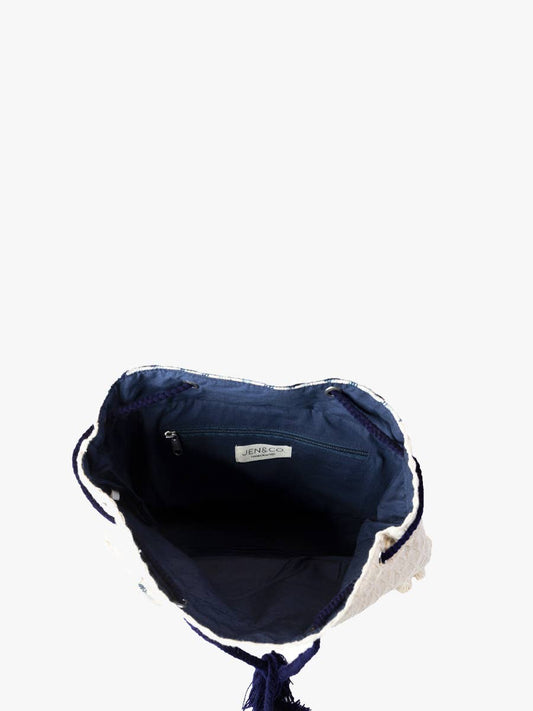 Aztec Patterned Cotton Backpack w/ Tassels: Pink