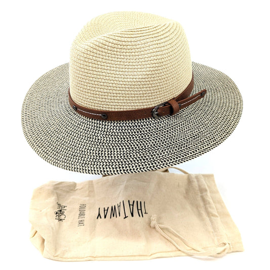 Folding Panama Travel Hat - Mottled/Natural with Belt