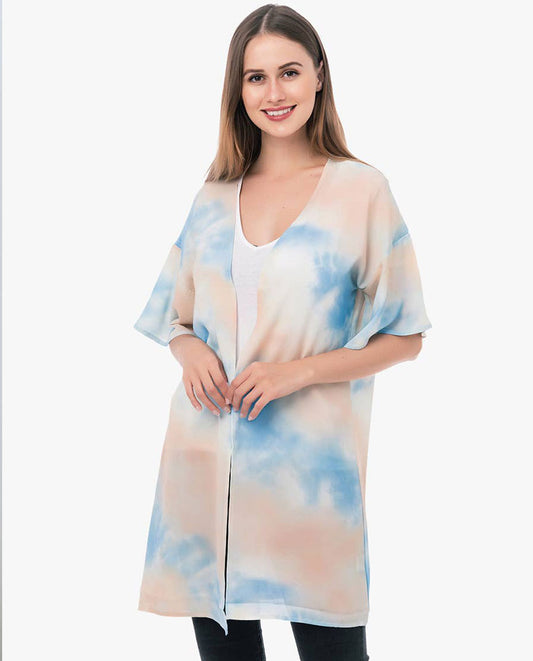Venice Short Sleeve Kimono: Blue/Orange