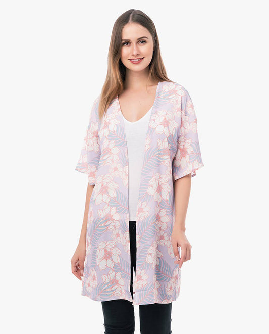 Venice Short Sleeve Kimono: Tropical Lavender