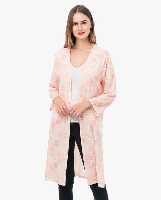 Malibu Long Kimono: Mosaic Blush